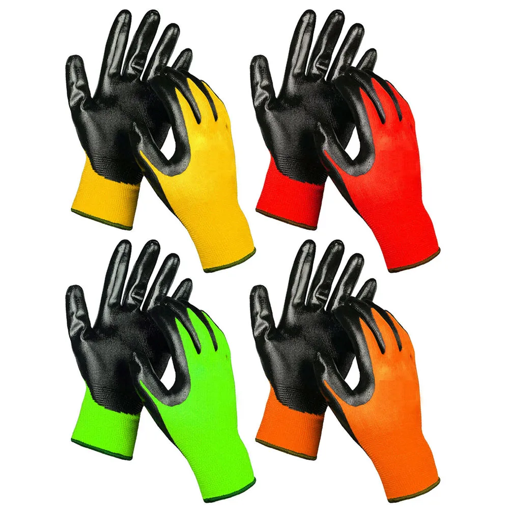 2 Pair Working Gloves Gardening Clamming Nitrile Coated Cut Resistant Protection