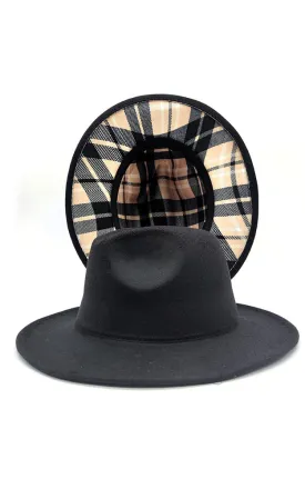 AT408 Check Pattern 2 Tone Fashion Fedora Hat