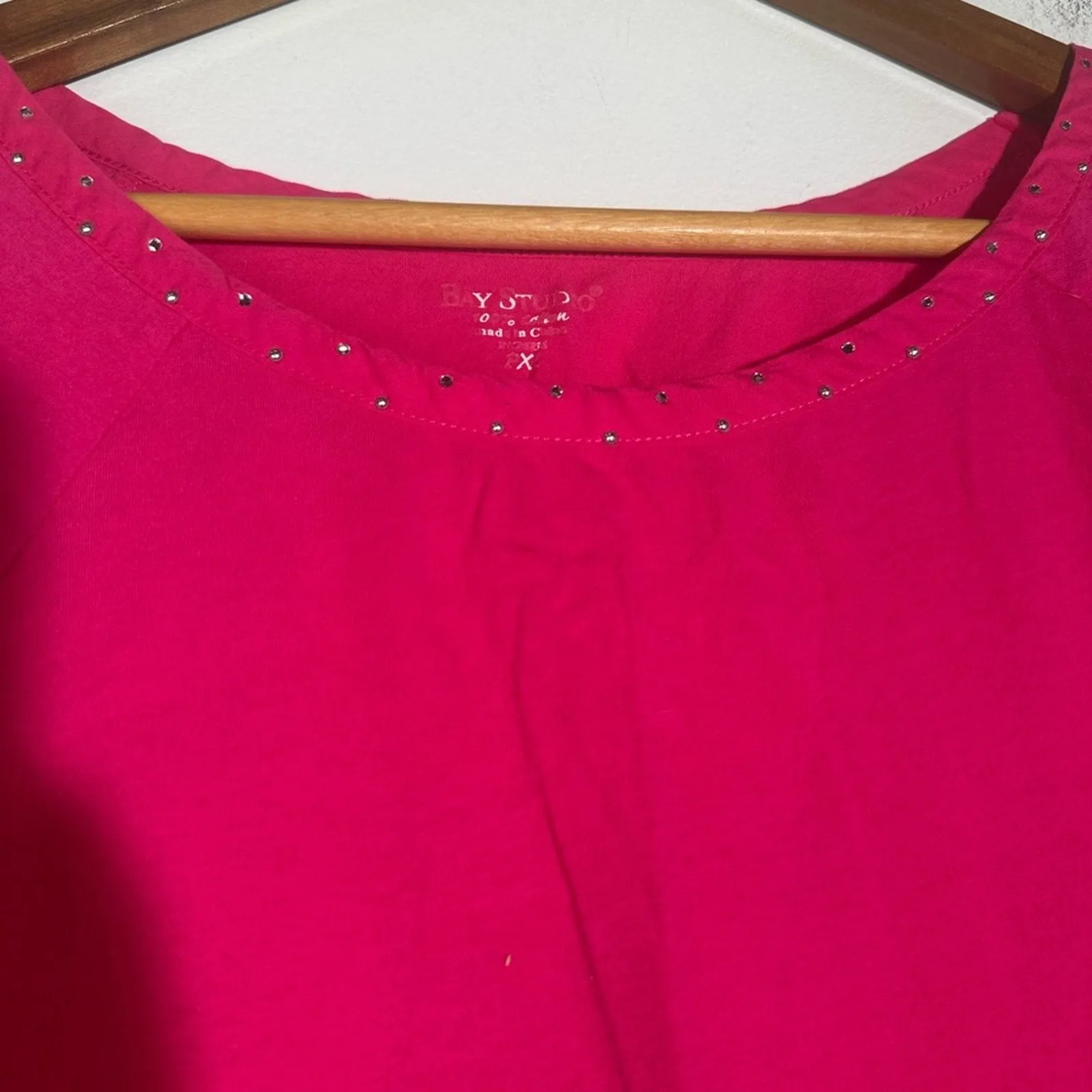 Bay Studio Fitted Pink Cap Sleeve Tee