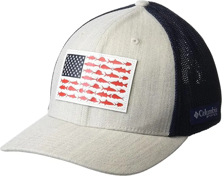 Columbia PFG Leather Fish Flag Mesh Hat L/XL XU0191-271