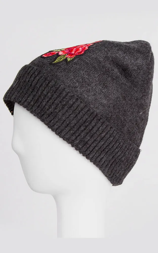 JH206 Cable Knit Floral decoration Beanie