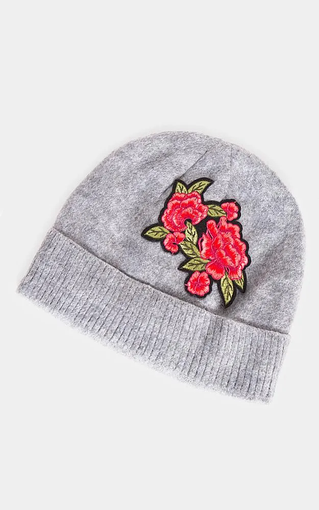 JH206 Cable Knit Floral decoration Beanie