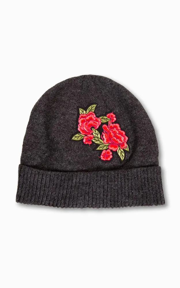 JH206 Cable Knit Floral decoration Beanie