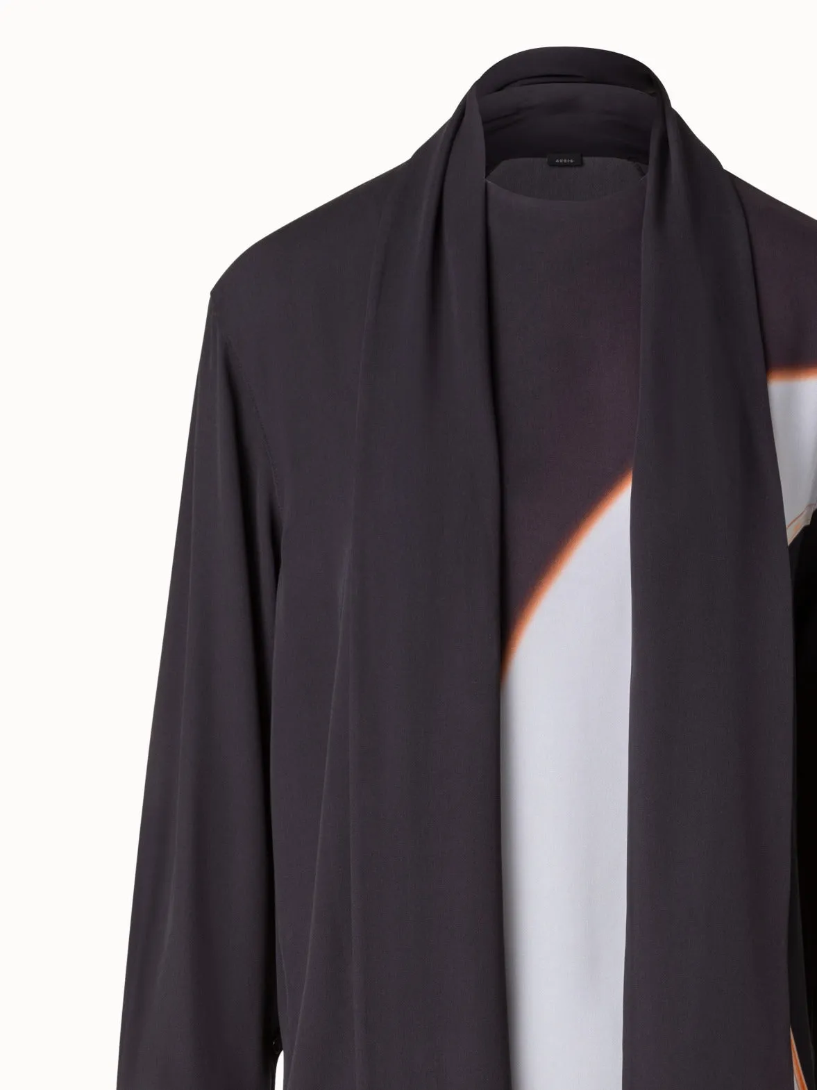 Long Silk Crpe Tunic with Mocca Loop Print