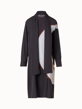 Long Silk Crpe Tunic with Mocca Loop Print