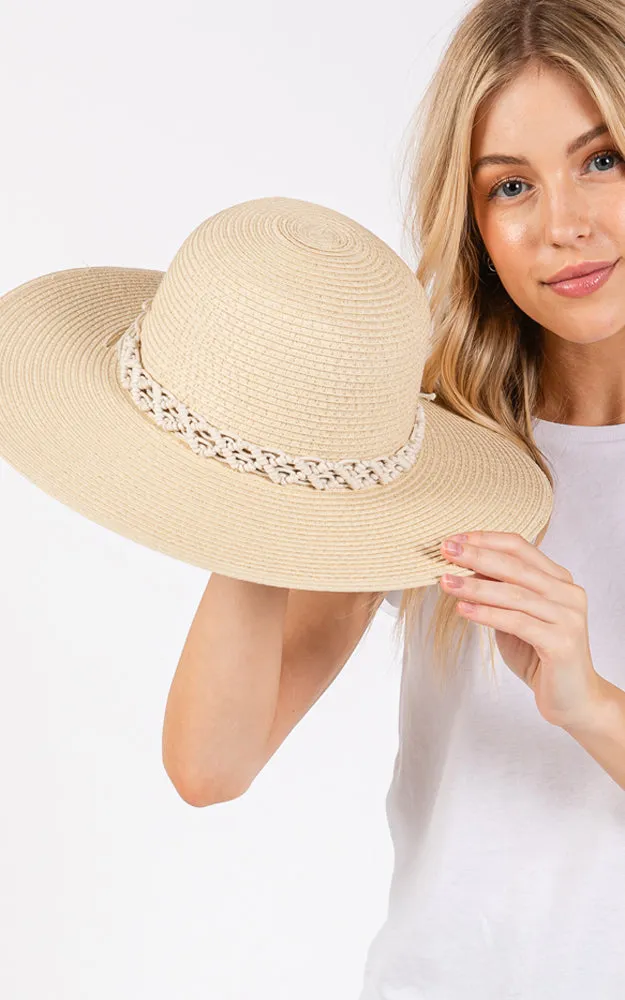 MH0206 BRAIDED STRAP STRAW SUN HAT