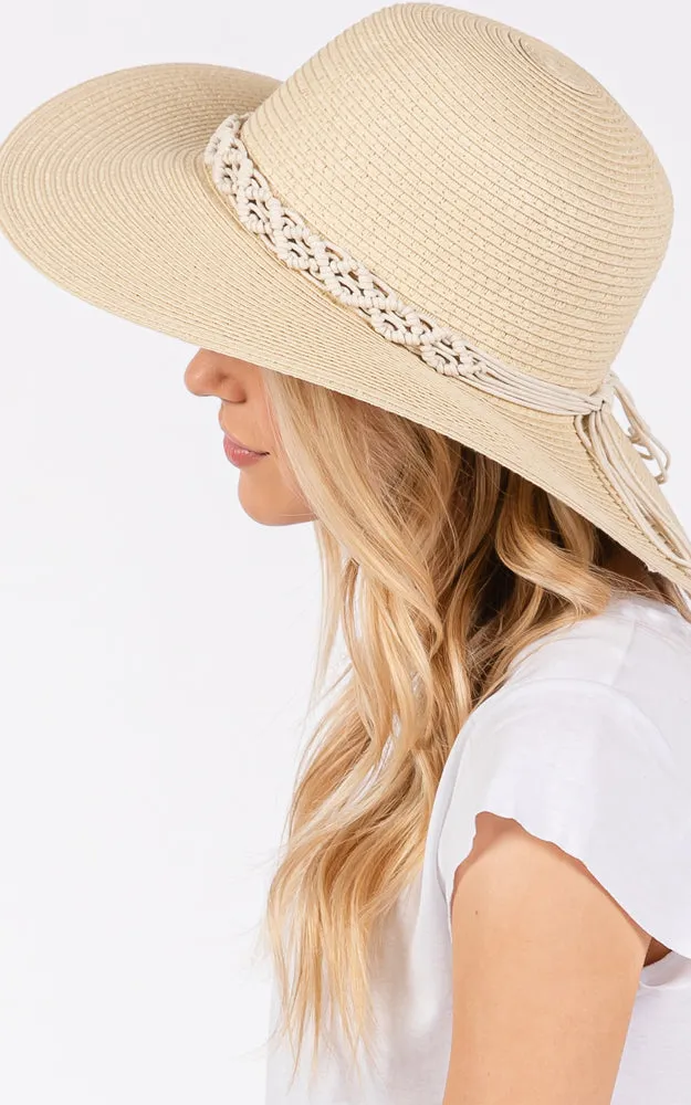 MH0206 BRAIDED STRAP STRAW SUN HAT