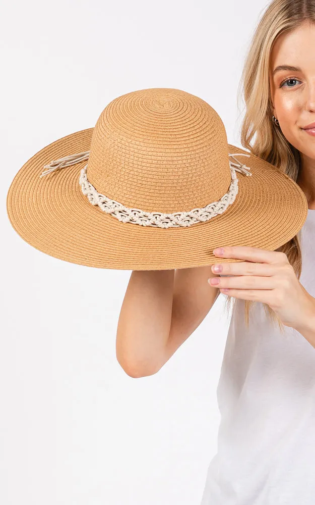 MH0206 BRAIDED STRAP STRAW SUN HAT
