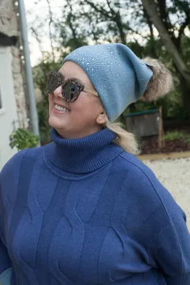 OLYWN Sparkle Pom Pom Hat (faux pom) HL20-F21