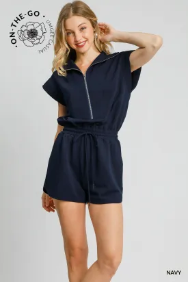 Ribbed Knit On-the-Go Romper - Navy