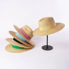 Straw Hat with Ribbon In Multiple Colors
