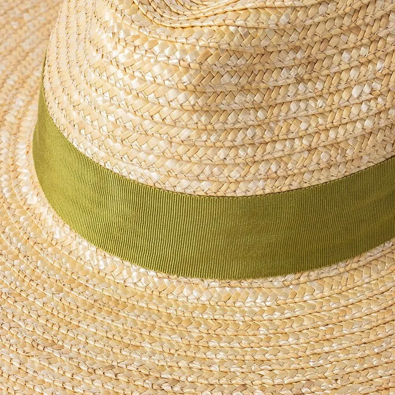 Straw Hat with Ribbon In Multiple Colors