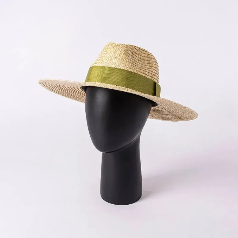 Straw Hat with Ribbon In Multiple Colors