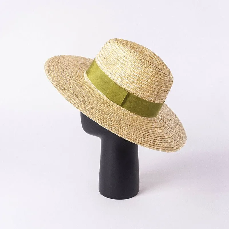 Straw Hat with Ribbon In Multiple Colors