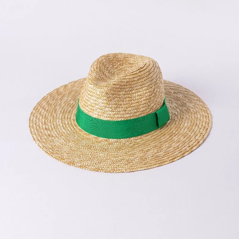 Straw Hat with Ribbon In Multiple Colors