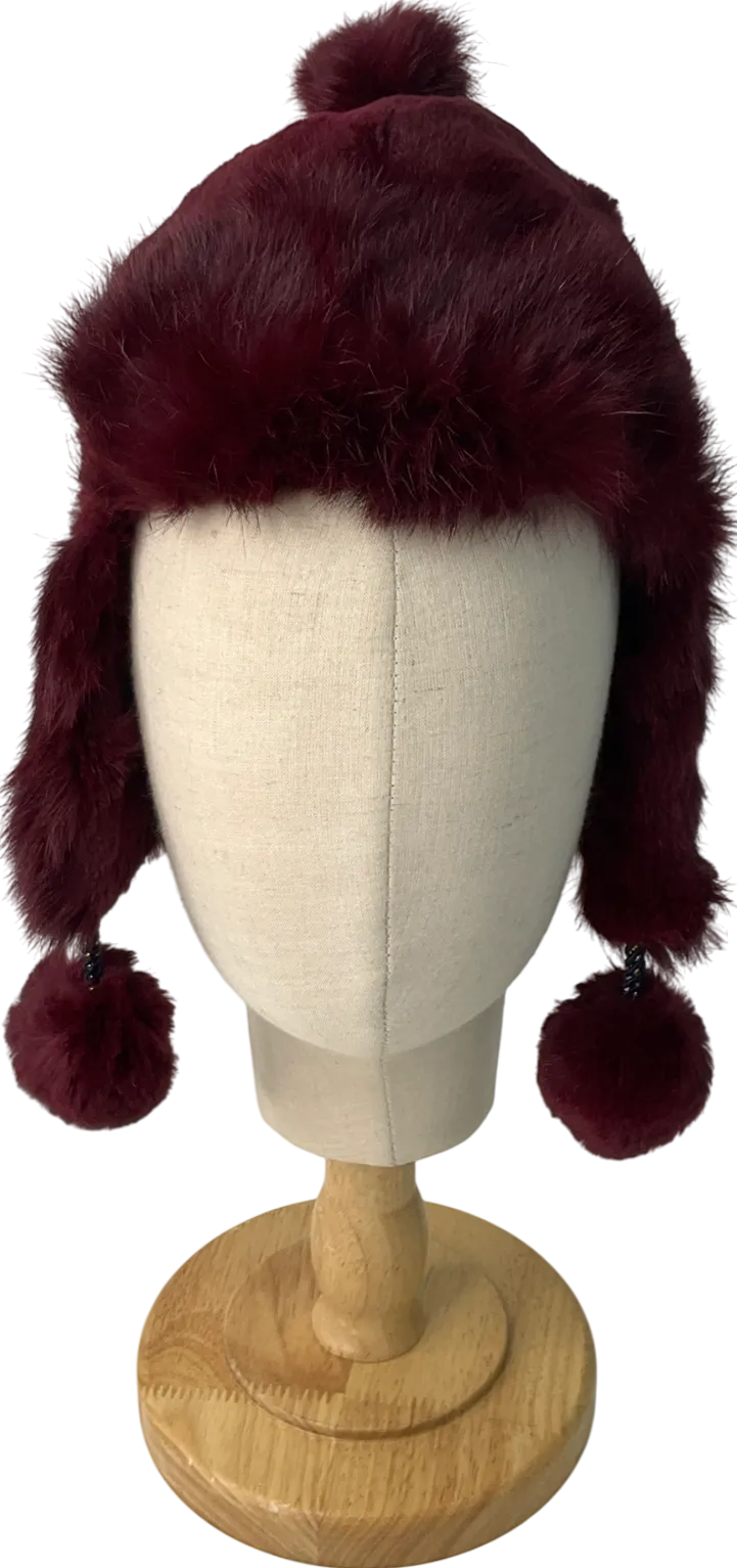 Vintage Red Real Fur Trapper Hat One Size
