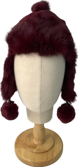 Vintage Red Real Fur Trapper Hat One Size