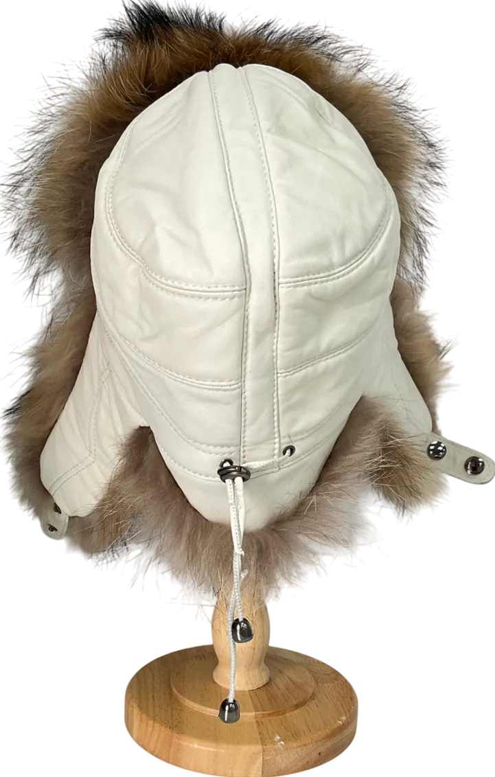 White Faux Fur Bucket Hat One Size