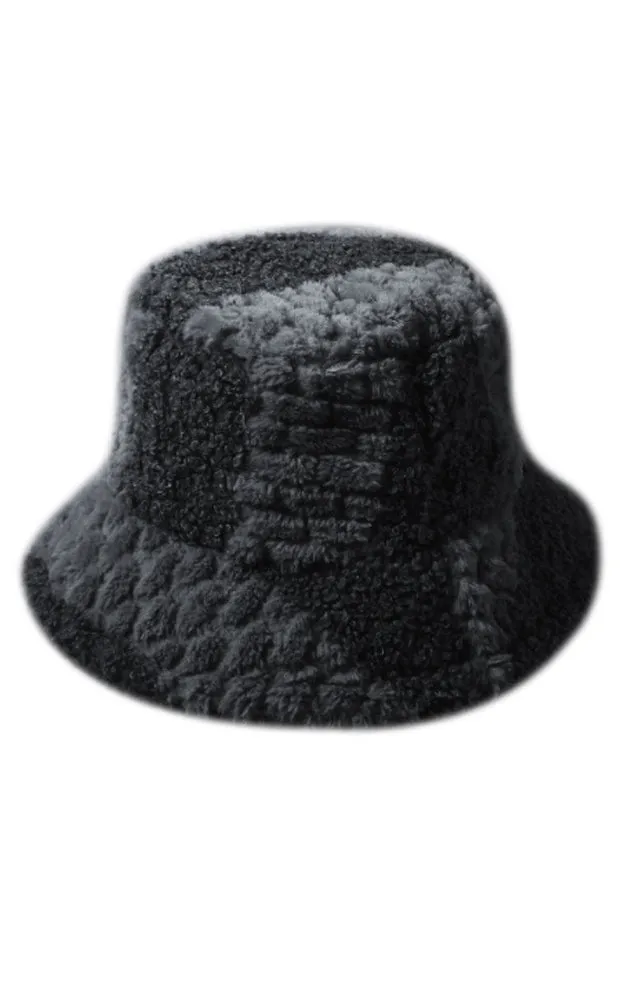 YHU220014 Two Tone Sherpa Soft Faux Fur Bucket Hat