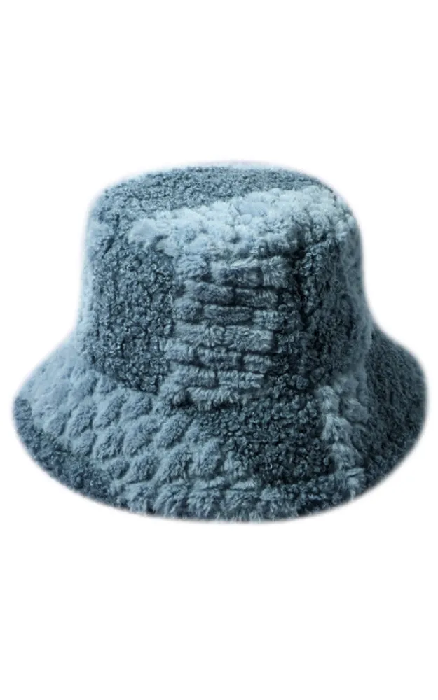 YHU220014 Two Tone Sherpa Soft Faux Fur Bucket Hat