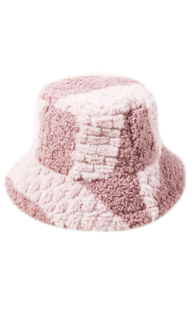 YHU220014 Two Tone Sherpa Soft Faux Fur Bucket Hat