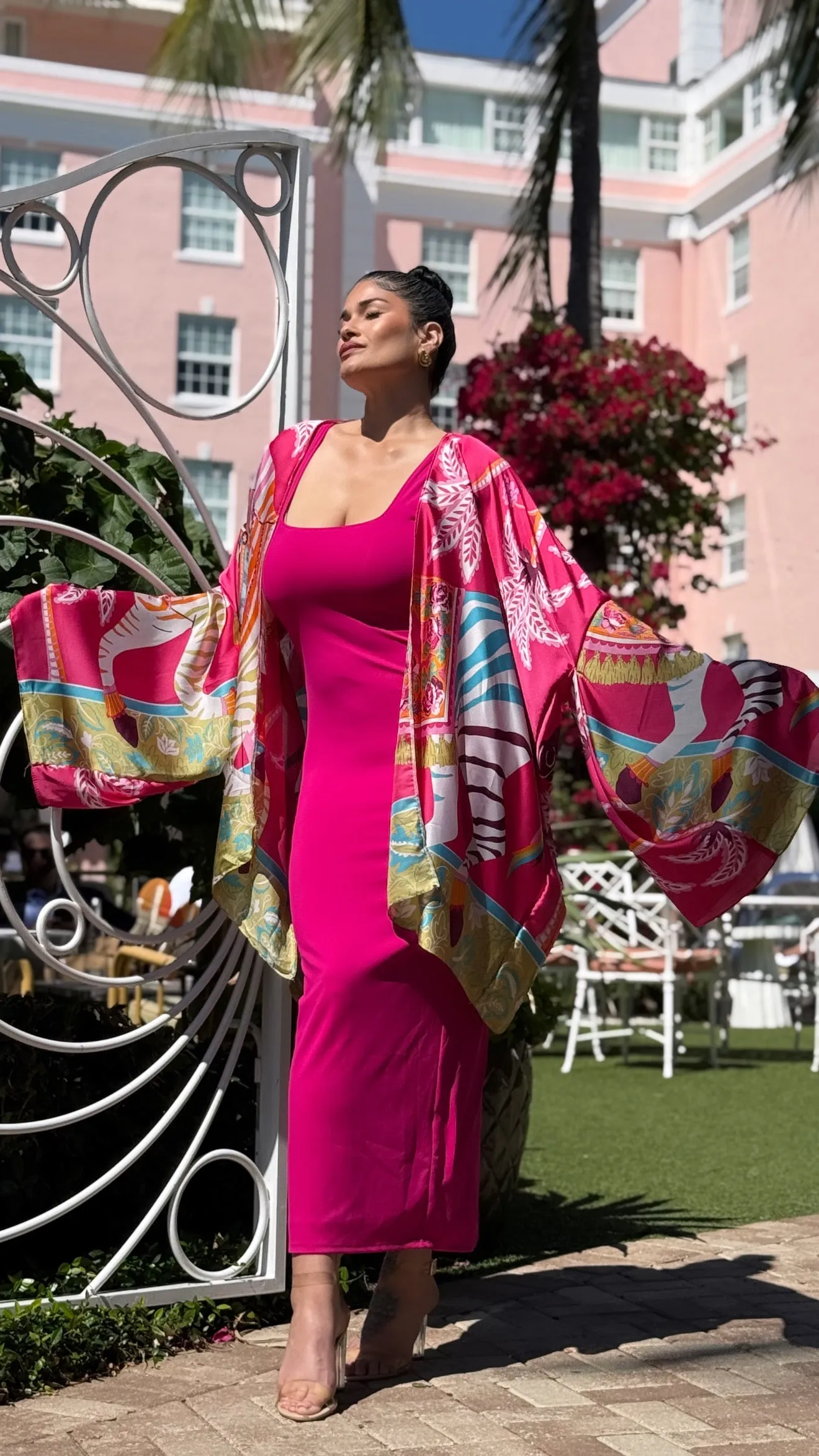 Zebra Fuchsia Kimono Cardigan